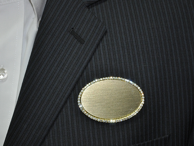 Logo on gold bling oval 