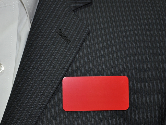 Logo on red aluminum 