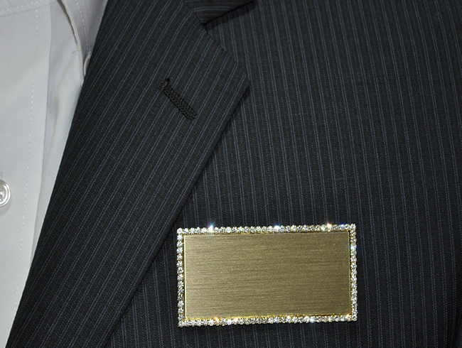 KW logo on gold bling rectangle 